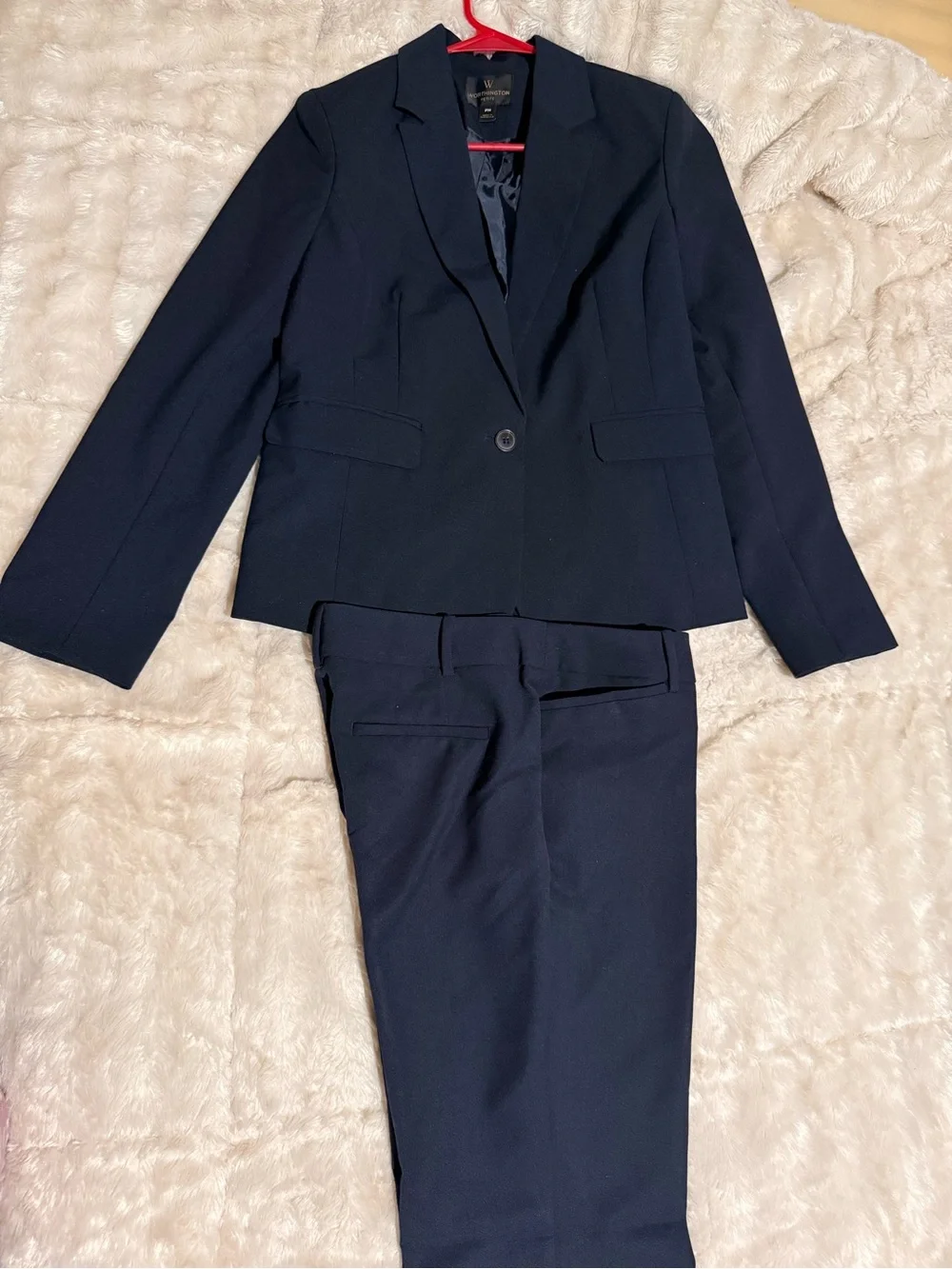 Worthington Women's Navy Tailored Blazer petite M and Trouser petite 4 Suit set